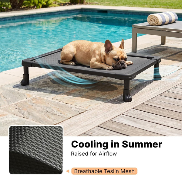 Veehoo Elevated Dog Bed Small, Chew Proof Dog Bed Pre-Assembled, 24" X 17" | Cooling Raised Dog Bed, Indestructible Dog Bed for Crate, Non-Slip Feet, Breathbale Teslin Mesh, Indoor Outdoor Use, Black4