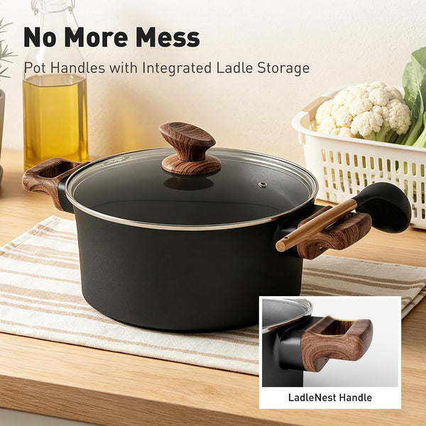 10PCS Ceramic Pots and Pans Set, Kitchen Induction Cookware Set | Black Nonstick Cooking Set, Compatible with Gas & Electric Stoves, PFOA & PFOS Free, Even Heating6