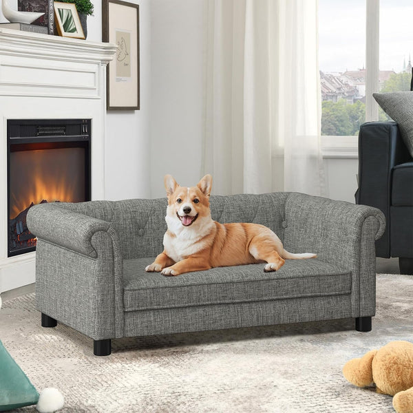 39.75" Modern Pet Sofa with Backrest and Armrests, Comfortable Foam Cushion Dog Couch for Small and Medium Dogs, Stable Leg Design for Living Room15