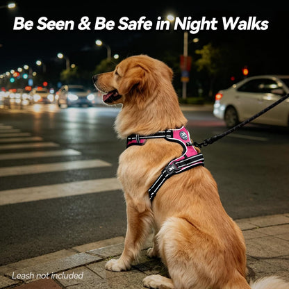 Poypet No Pull Dog Harness, No Choke Front Lead Dog Reflective Harness, Adjustable Soft Padded Pet Vest with Easy Control Handle for Small to Large Dogs(Pink, Medium)7