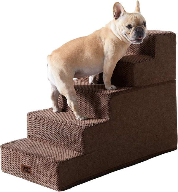 EHEYCIGA Dog Stairs for Bed 18" H, Dog 4-Steps for High Bed, Olive Green | Pet Steps for Small Dogs and Cats, Non-Slip Balanced Pet Ramp Indoor56