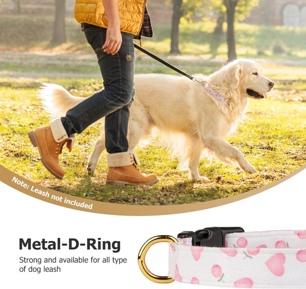 Cotton Dog Collar White and Pink Love Heart with Pendant Cute Dog Collar S | Handmade Distinctive Patterns Skin-Friendly and Breathable Girl Boy Dogs Collars6