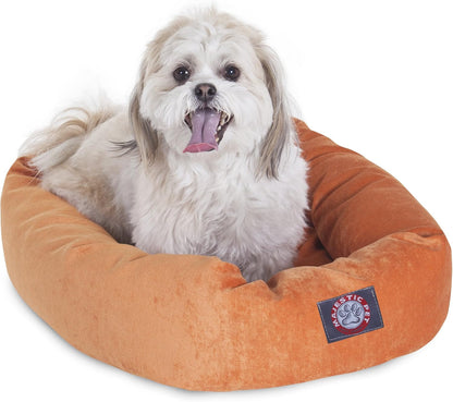 Majestic Pet 40 Inch Micro Velvet Calming Dog Bed Washable – Cozy Soft round Dog Bed with Spine for Head Support - Fluffy Donut Dog Bed 40X29X9 (Inch) – round Pet Bed Large – Pearl24