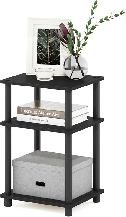 JUST Toolless 3-Tier Side Table, Open Shelf End Table, Americano | Soft-Corner, Night Stand, Bedside Table, for Living Room, Bedroom, Bathroom1