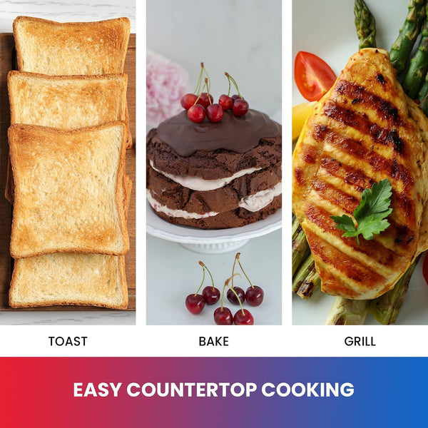 Total Chef Toaster Oven - Countertop Oven for Toast, Bake, Broil, Pizza, Compact Size for Small Kitchen, Appliance with Timer, Black5