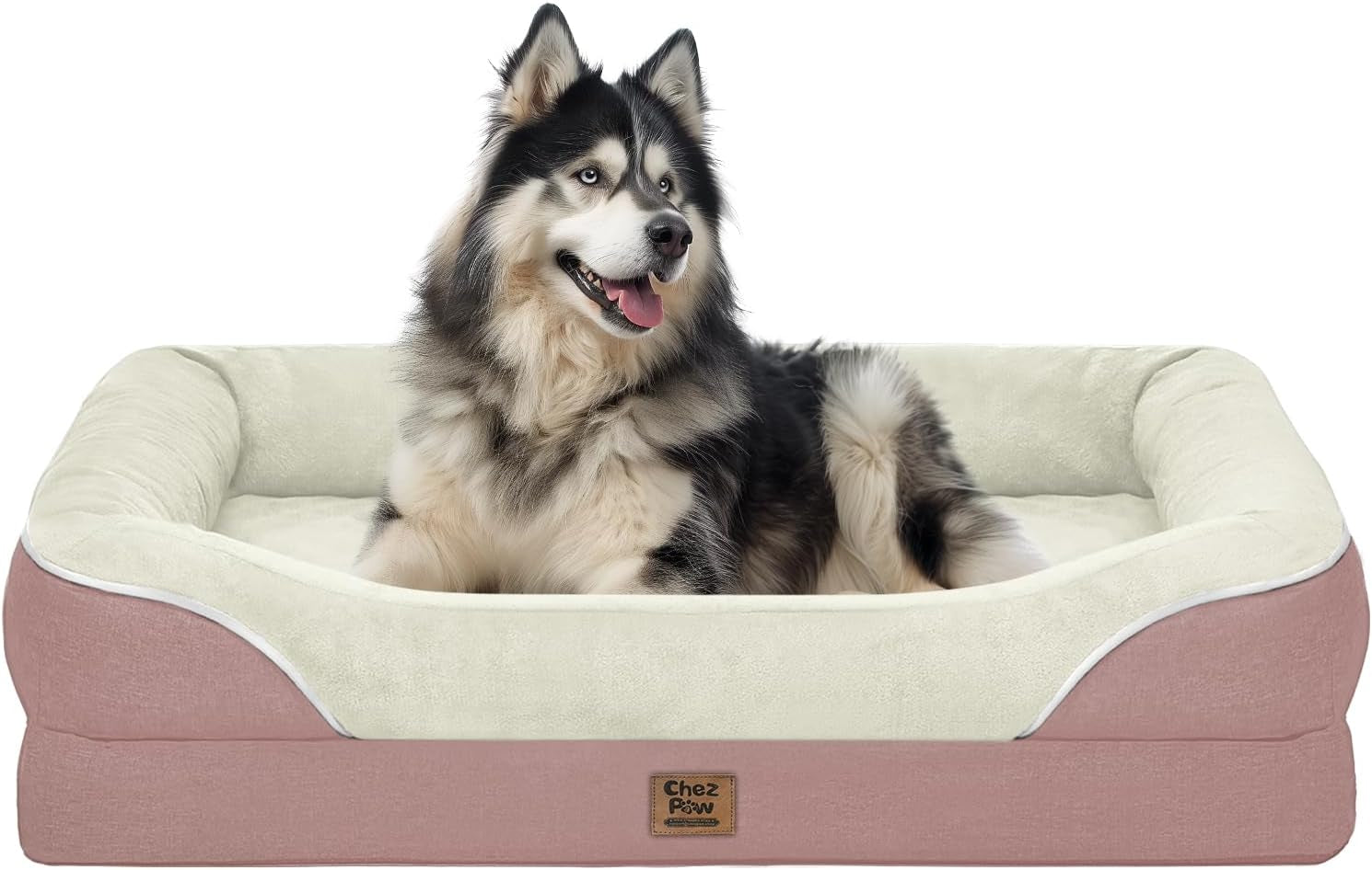 chez-paw-waterproof-orthopedic-xl-dog-bed-for-large-and-extra-large-dogs-egg-crate-foam-4-sided-bolster-support-waterproof-liner-non-slip-bottom-machine-washable-cover-42-x-30-inch