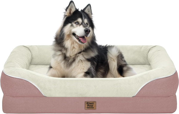 Chez Paw Waterproof Orthopedic XL Dog Bed for Large and Extra Large Dogs | Egg Crate Foam, 4-Sided Bolster Support, Waterproof Liner, Non-Slip Bottom, Machine Washable Cover, 42 X 30 Inch13