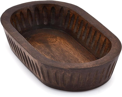 Mango Wood Decorative Bowls for Home Décor, Decorative Long Wooden Bowl for Table Centerpiece (10" X 6" X 2")1