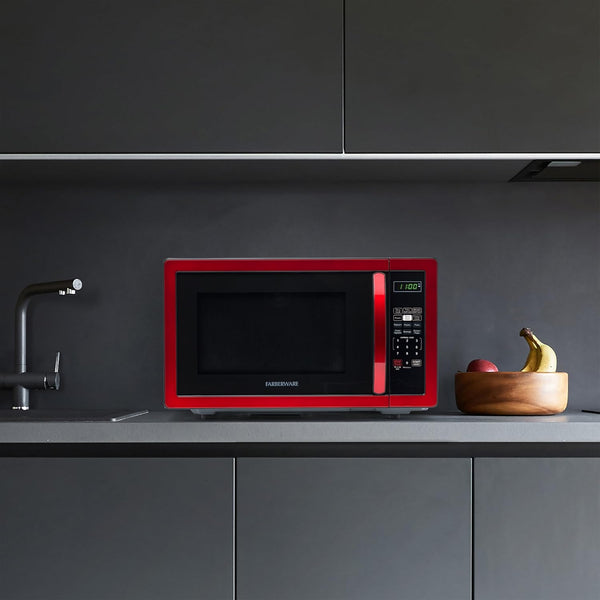 1.1 Cu. Ft. Countertop Microwave Oven – 1000 Watts Power, Auto Cook Settings, Defrost, Easy Clean and Child Safety Lock - Metallic Red7