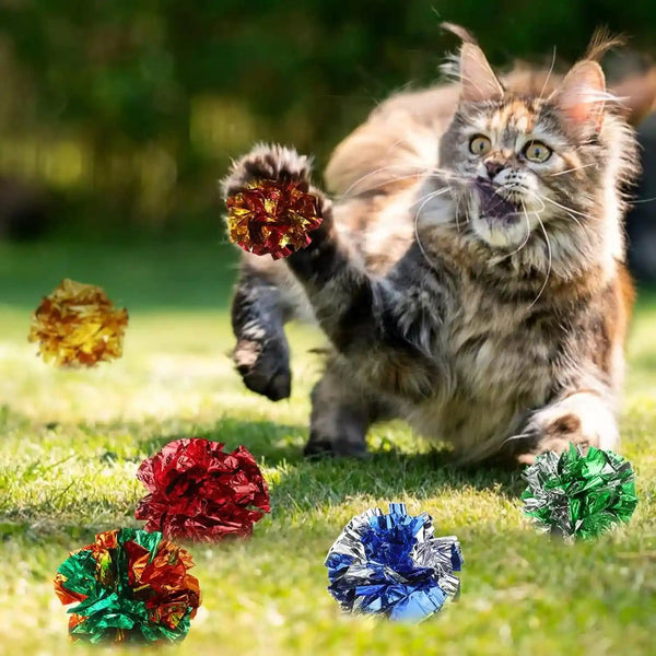 Silkfly 30 Pcs Polyester Film Crinkle Balls Cat Toys 2.36" Interactive Crinkle Ball, Colorful Balls Chew Toy for Cat Chase Ball Toys Attract Cats for Indoor Cats and Kittens to Keep Fit and Active7