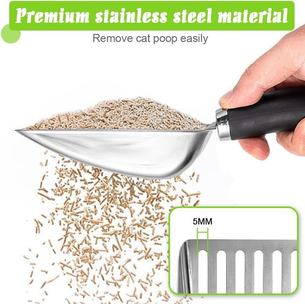 Cat Litter Scoop - Stainless Steel Metal Cat Litter Scoop-Kitty Metal Scooper-Sturdy Mesh Scooper - Mesh Shovel-Easy to Clean - Suitable for Cat Litter Box - Light Black4