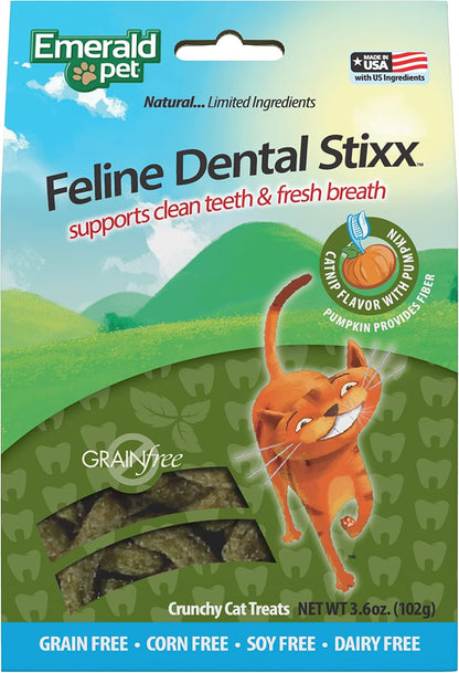 Emerald Pet Grain-Free Chicken Cat Dental Treats – Crunchy Dental Sticks for Cats to Clean Teeth, Reduce Plaque & Tartar, Freshen Breath – Pumpkin for Digestive Health, Natural Cat Chews, 3.6 Oz10