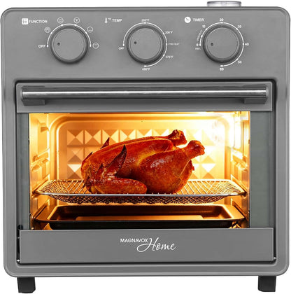 Home, 16.5 Qt Air Fryer Oven, with Steam Infusion, Black, Convection Countertop Oven, 6 Cooking Functions, 200–450°F Temperature Control, Interior Light, Fry Basket & Baking Tray Included1