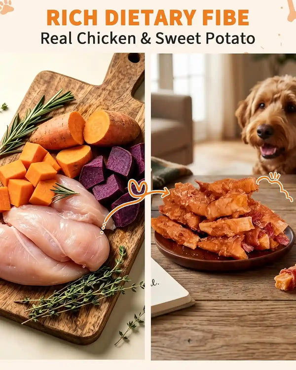 Chicken Jerky Sweet Potato Dog Treats Healthy Training Chew Snacks 12.5 Oz | 1 Pack Chicken Wrapped Sweet Potato Veggie Stick for Small Medium Large Dog Low Fat Pet Healthy Long Lasting Chewy Dog Treats4