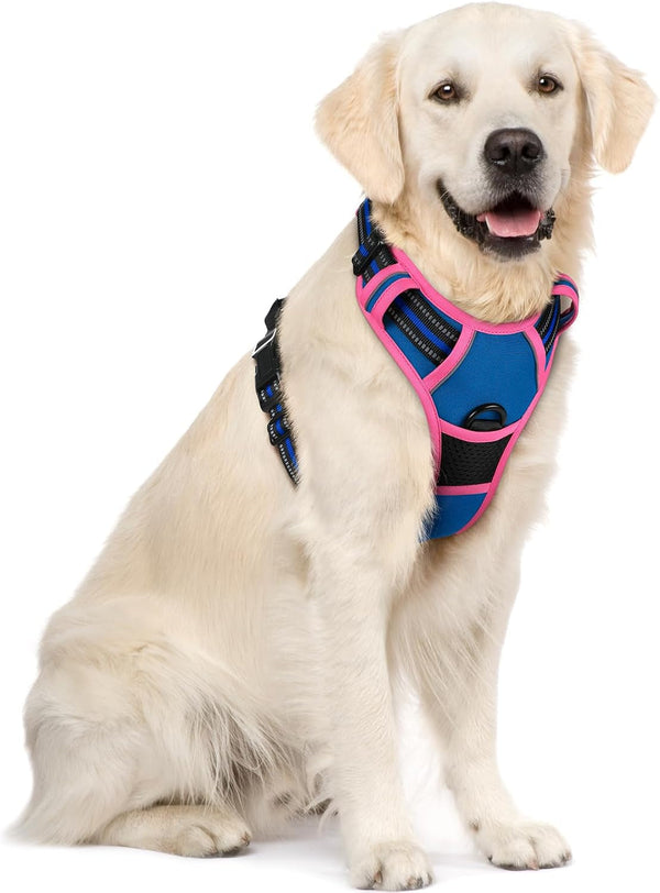 Rabbitgoo Dog Harness, No Pull for Large Dogs with 2 Leash Clips, Pet Vest | No Choke with Handle, Adjustable Soft Padded, Reflective, Easy Control for Walking, Black, Large135