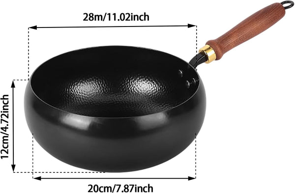 Hand-Forged Hammered Wok, Metal Iron Big Belly Wok Pan, Nonstick Woks & Stir-Fry Pans with Lid, Versatile Wok Geometry, Ergonomic Handle, Bottom Diameter 7.09In, for Gas Stoves (11.02In)6