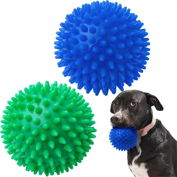 SHARLOVY Squeaky Balls for Pet Small Puppy, 6 Pack TPR Fetch Spike Balls for Dogs, Rubber 6 Pack Bright Colors Chew Teething Dog Toys, for Clean Teeth and Training, for Puppy Chew and Teething11