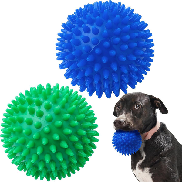 SHARLOVY Squeaky Balls for Pet Small Puppy, 6 Pack TPR Fetch Spike Balls for Dogs, Rubber 6 Pack Bright Colors Chew Teething Dog Toys, for Clean Teeth and Training, for Puppy Chew and Teething11