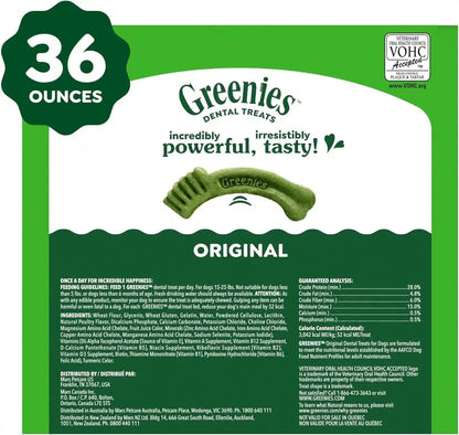 Greenies Petite Natural Dental Dog Treats, Original Flavor, 60 Count | Original Flavor, 47% Less Tartar, Freshens Breath, Natural Ingredients, Vitamins & Minerals, for Dogs 15-25 Lbs, 36 Oz. Pack10