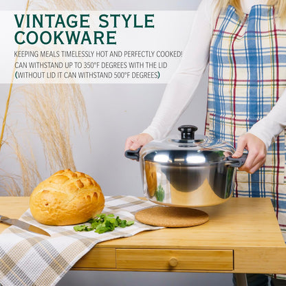 Cast Aluminum Dutch Oven with Lid - 3 Quart Lightweight Cookware Pot with Silicone Covers for Easy Handling - Even Heat Distribution & Retention - for Bread Baking, Stew, Simmering & More3