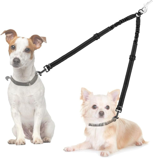 AUTOWT Double Dog Leash, No Tangle 360°Swivel Rotation Reflective Lead Attachment Adjustable Length Dual Two Dogs Lead Splitter, Comfortable Shock Absorbing Walking Training for 2 Dogs1