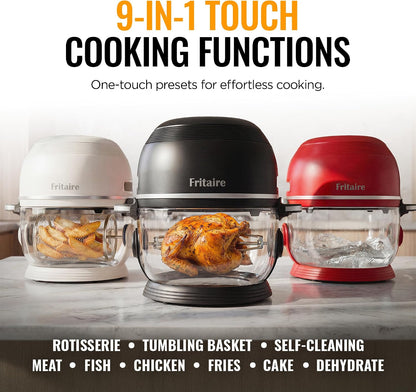 Non Toxic Air Fryer™ Pro | 9-In-1 Glass Air Fryer | Self-Cleaning | 5 Quart | Rotisserie and Tumbler | 400F Vortex for Even Cooking, Bpa-Free Teflon Free, Recrisp, Roast, Bake, Cherry4