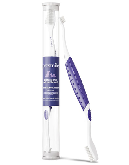 Petsmile Professional Pet Toothbrush, Patented 45° Cats + Dogs | Patented 45° Angled Brush Head, Soft Bristles, Reaches below Gumline, Small + Large Pets, Vet-Recommended, Ergonomic Handle1