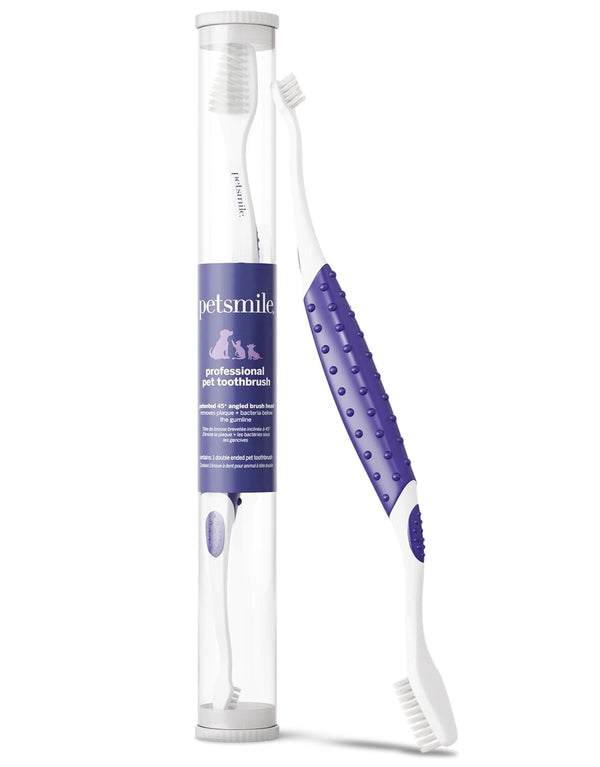 Petsmile Professional Pet Toothbrush, Patented 45° Cats + Dogs | Patented 45° Angled Brush Head, Soft Bristles, Reaches below Gumline, Small + Large Pets, Vet-Recommended, Ergonomic Handle1