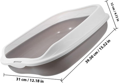 ARTIBETTER Semi-Enclosed Cat Litter Box with Scoop, Small Gray Kitten Litter Pan, Splash-Resistant Open Design, Pet Toilet for Cats and Kittens, Suitable for Indoor Housebreaking2