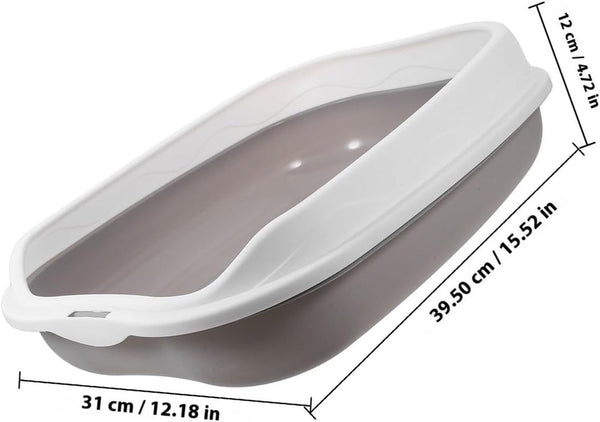 ARTIBETTER Semi-Enclosed Cat Litter Box with Scoop, Small Gray Kitten Litter Pan, Splash-Resistant Open Design, Pet Toilet for Cats and Kittens, Suitable for Indoor Housebreaking2