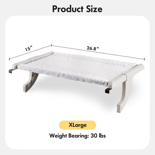 Zoratoo Windowsill Cat Perch, One-Step Sliding Adjustment Cat Hammock, XL | 26.8''X11.8'', Stable Metal Structure, Machine Washable, Two Fabrics Cover, No Suction Cups Pet Bed for Windowsill & Bedside4