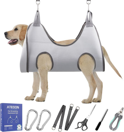 ATESON Pet Grooming Hammock with Nail Clippers/Nail Trimmers/Grooming Scissors, Dog Grooming Harness for Nail Trimming, Pet Grooming Sling Helper30