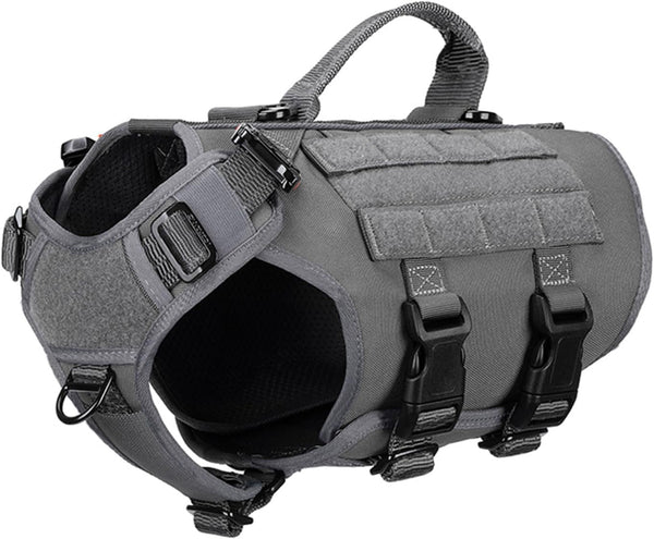 ICEFANG No Pull Tactical Dog Harness for Large Dogs,Adjustable Dog Vest | Control Handle,Molle Panel,Front Hook,3 Leash Clips,Soft Padded,For Walking Training,Pink,Large14