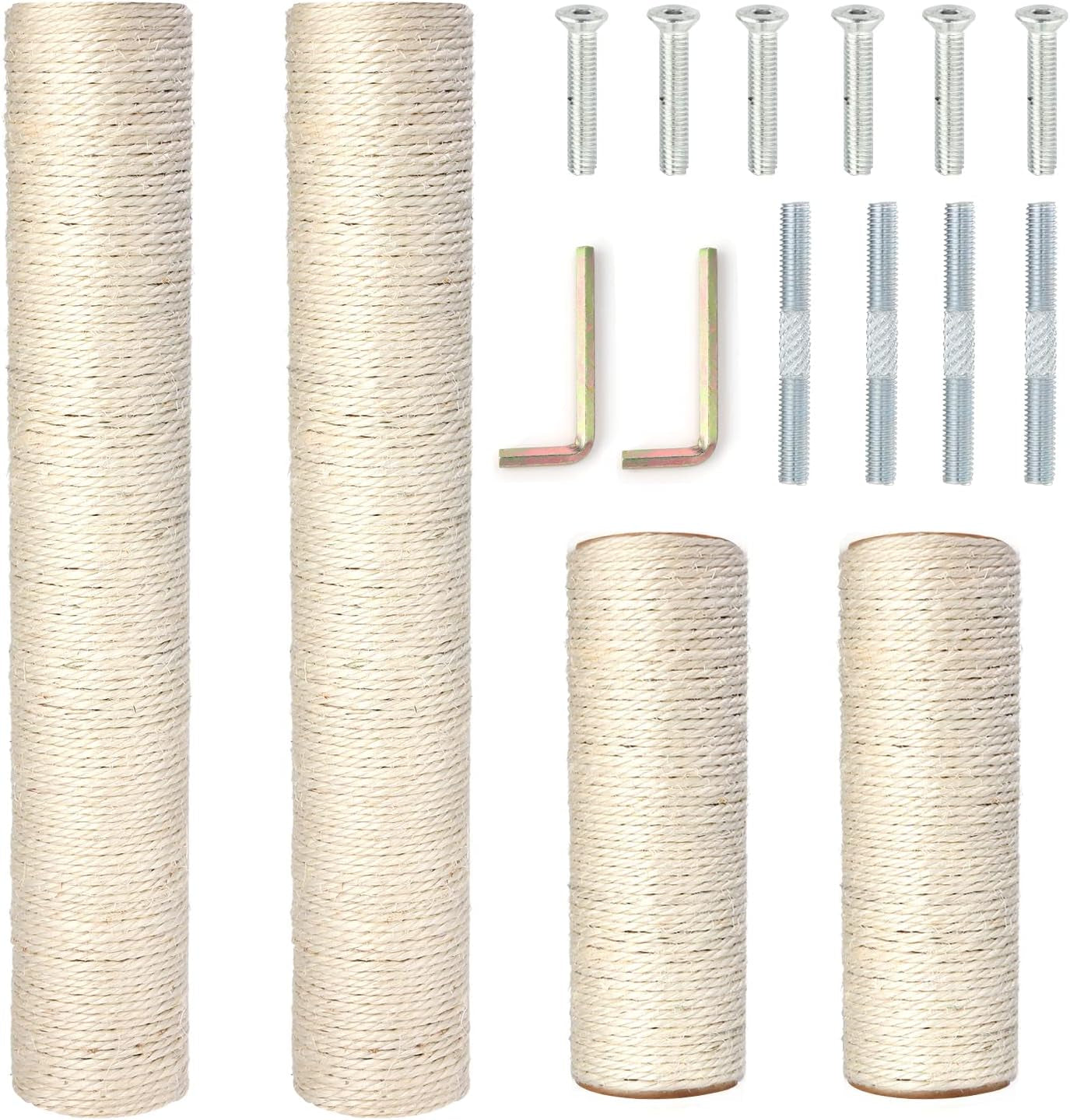 powerking-natural-sisal-replacement-scratching-post-15-7-2-pieces-m8-cat-scratch-post-refill-pole-parts-for-refurbishment-include-screws-white
