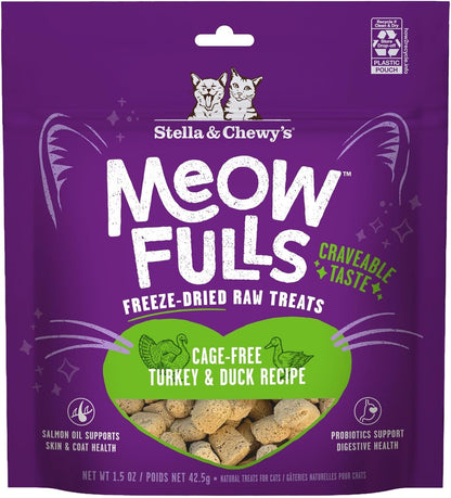 Stella & Chewy'S Meowfulls Freeze Dried Cat Treats - Chicken & Chicken Liver Recipe - Raw Protein with Probiotics & Salmon Oil - 1 Calorie per Treat - 1.5 Oz10