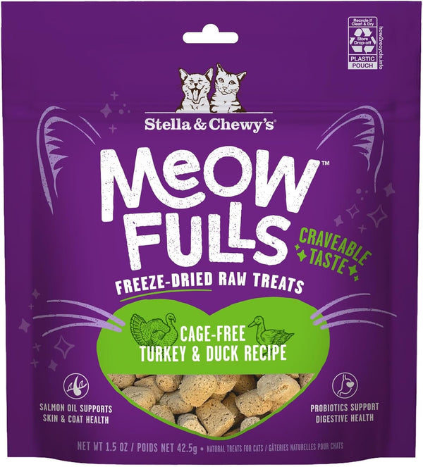 Stella & Chewy'S Meowfulls Freeze Dried Cat Treats - Chicken & Chicken Liver Recipe - Raw Protein with Probiotics & Salmon Oil - 1 Calorie per Treat - 1.5 Oz10