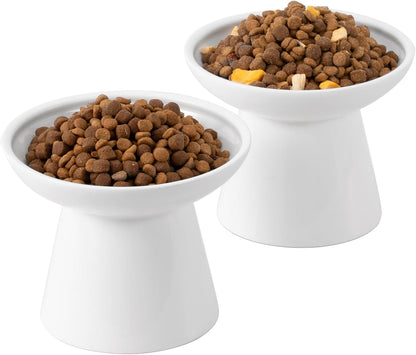 CEEFU 2-Pack Elevated Ceramic Cat Bowls Extra Wide for Food & Water | anti Vomiting, Whisker Friendly, Shallow Food Dish and Deep Water Bowl, Lead&Cadmium-Free, Raised Height for Cats, Sage Green12