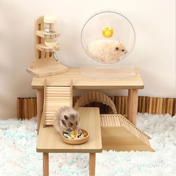 2-Piece Set Hamster Play Wooden Platform for Dwarf Syrian Hamsters Gerbils Mice Degus or Other Small Pets3