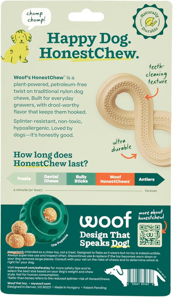 WOOF Honestchew Infinity Dog Chew Toy for Dogs under 25 Lbs | Plant-Based Materials, Easy-Grip Design, Splinter-Resistant, Durable Chew, Supports Dental Care9