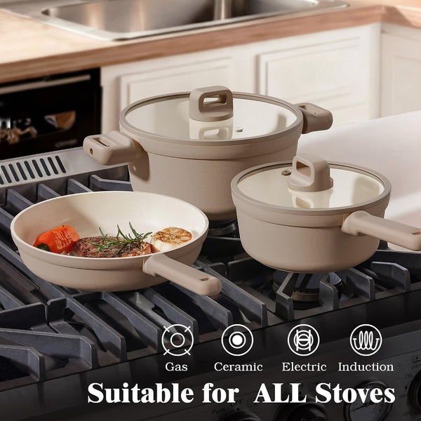 Ceramic Pots and Pans Set Nonstick, 20Pcs Cookware Set, Taupe | Non Stick Ceramic Coating, Non-Toxic Healthy Kitchen Cooking Set, Induction Compatible, Dishwasher Safe, PFAS/PTFE/PFOA Free7