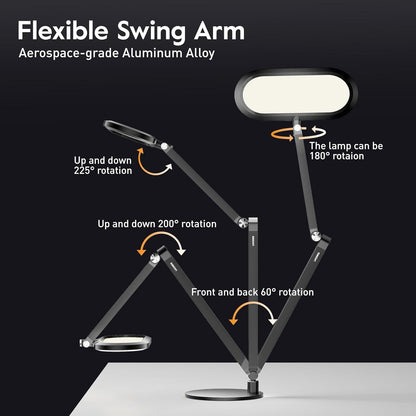 Premium LED Desk Lamp, Dual-Sided Soft Lighting with Knob Remote | Eye-Caring Diffused Light for Home Office, Video Conferencing, Zoom, Reading, Study, Craft, Stepless Dimming & Color, Memory7