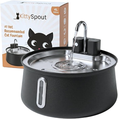 The Kittyspout Stainless Steel Wireless Cat Water Fountain, 4L/108Oz10