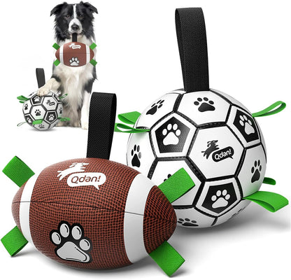 QDAN Dog Toys Dog Balls, 6 Inch Dog Soccer Ball with Straps, Herding Balls | Dog Birthday Toy, Balls for 20-40Lbs Dogs, Outdoor Puppy Toys to Keep Them Busy, Interactive Toy for Tug, Pool Water Toy Ball21