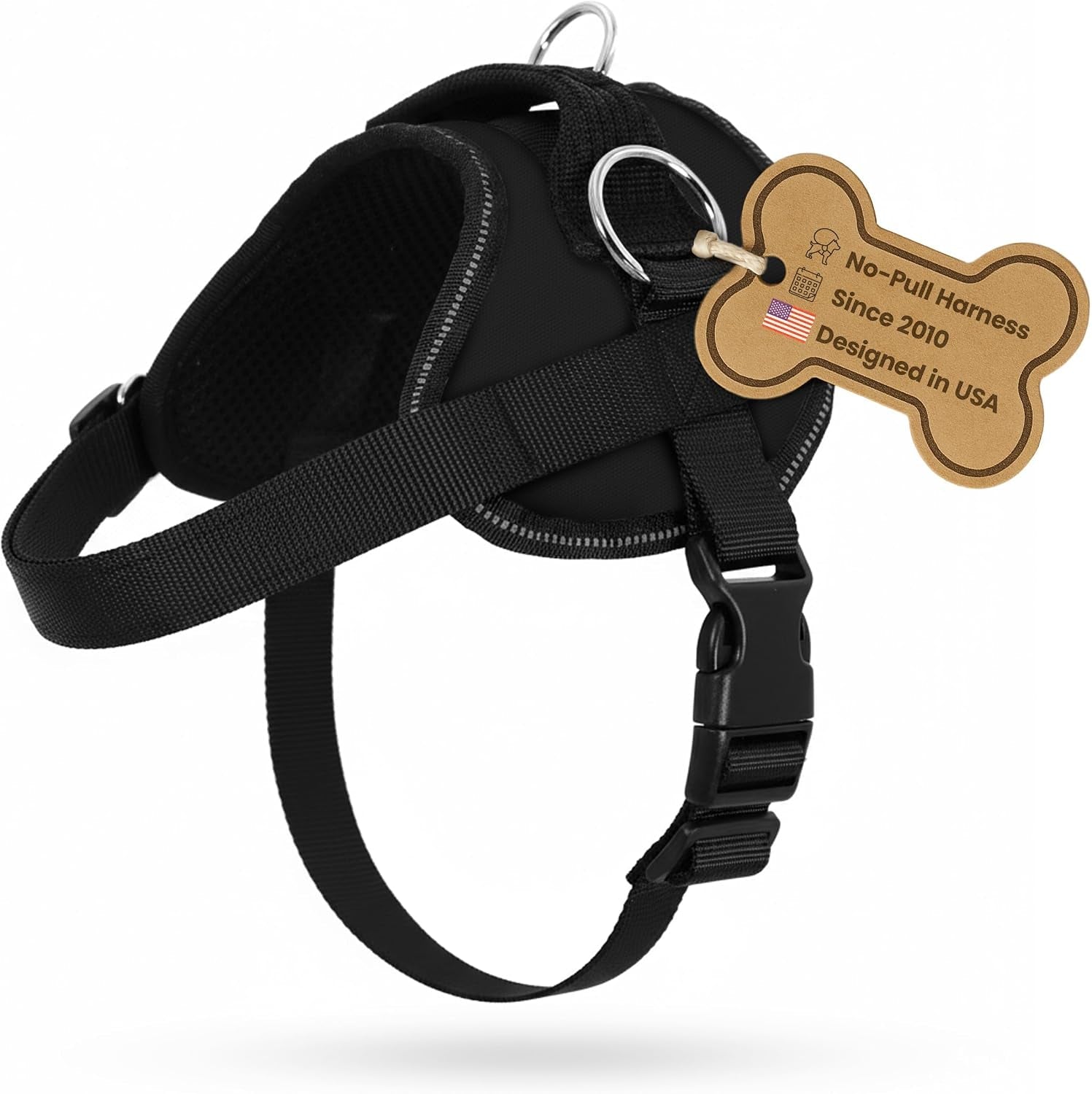 bark-appeal-tan-plaid-no-pull-dog-harness-for-extra-small-to-small-sized-pets-adjustable-reflective-vest-with-3-leash-clips-for-added-control-easy-walks-training-small
