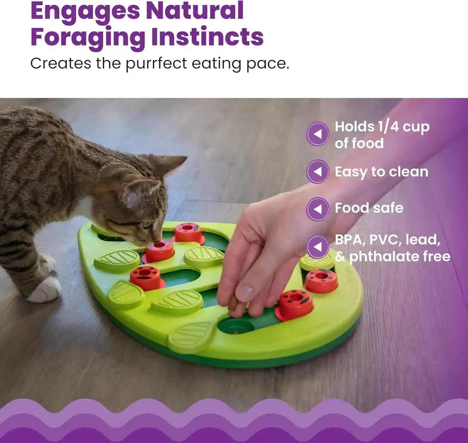 catstages-nina-ottosson-buggin-out-puzzle-play-cat-puzzle-feeder-interactive-treat-game-for-indoor-cats-level-2-slow-feeder-enrichment-toy-13-9-x-11-5