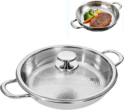 Titanium Hammered Pan, Upgrade Double Handle Non Stick Titanium Pans for Cooking, Ultra-Durable, Scratch-Resistant, Even Heating Frying Pans, Compatible with All Cooktops,With Lid,9.44In1