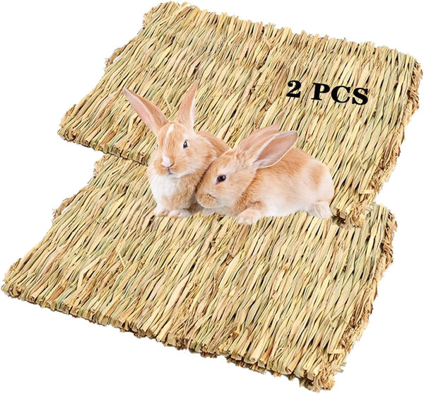 PINVNBY 6 Pack Rabbit Grass Mat,Bunny Natural Straw Woven Bed,Small Animal Cages Hay Nest Sleeping,Chewing,Nesting and Toys for Rabbits Guinea Pig Hamster Hedgehog and Squirrel Bed Mat8