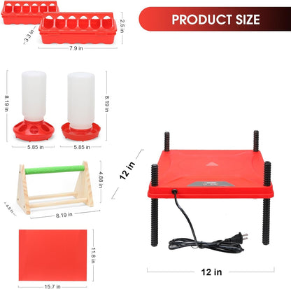 Chick Brooder Box Small Animal Playpen Chick Starter Kit Brooding Playpen with Chicks Heating Plate Perch Feeder Waterer for Duck and Quail Chicken Supplies2