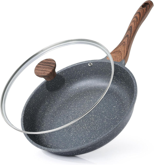 Nonstick Frying Pan Skillet with Lid, Omelet Pan with Cover, Healthy Egg Pan Chef'S Pan, Kitchen Cooking Pan, PFOA Free (8Inch + Glass Lid) | Omelette Pan with Cover, Healthy Egg Pan Skillet Kitchen Cooking Pan, PFOA/PFOS Free1
