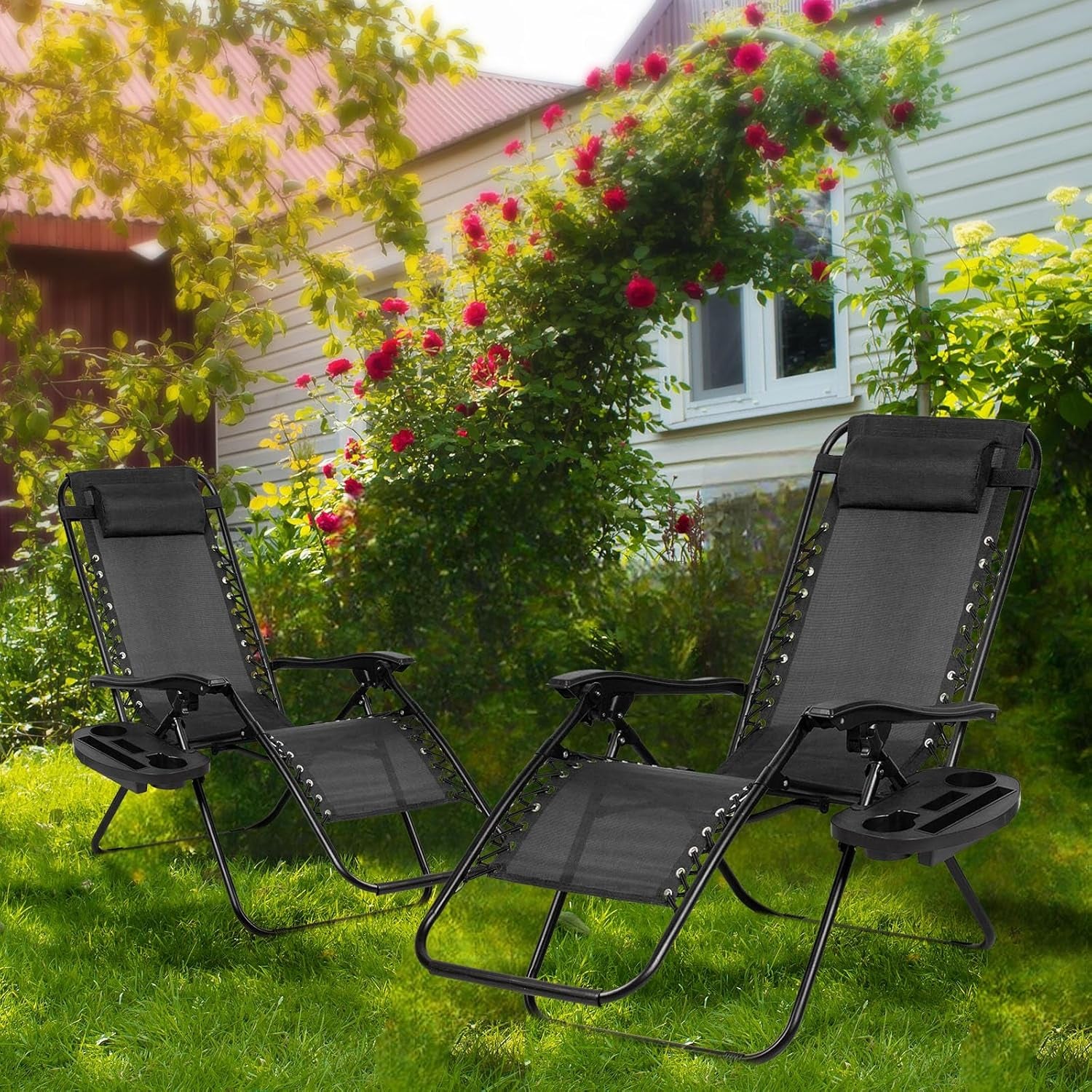 set-of-2-relaxing-recliners-patio-chairs-adjustable-steel-mesh-zero-gravity-lounge-chair-beach-chairs-with-pillow-and-cup-holder-black
